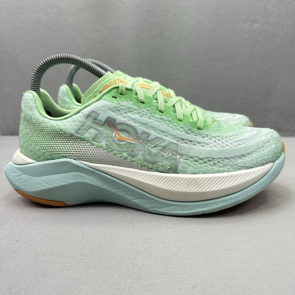 Hoka One One Mach X Womens Size 7 (B) Shoes Lime Glow Athletic Running Sneakers - Picture 1 of 9